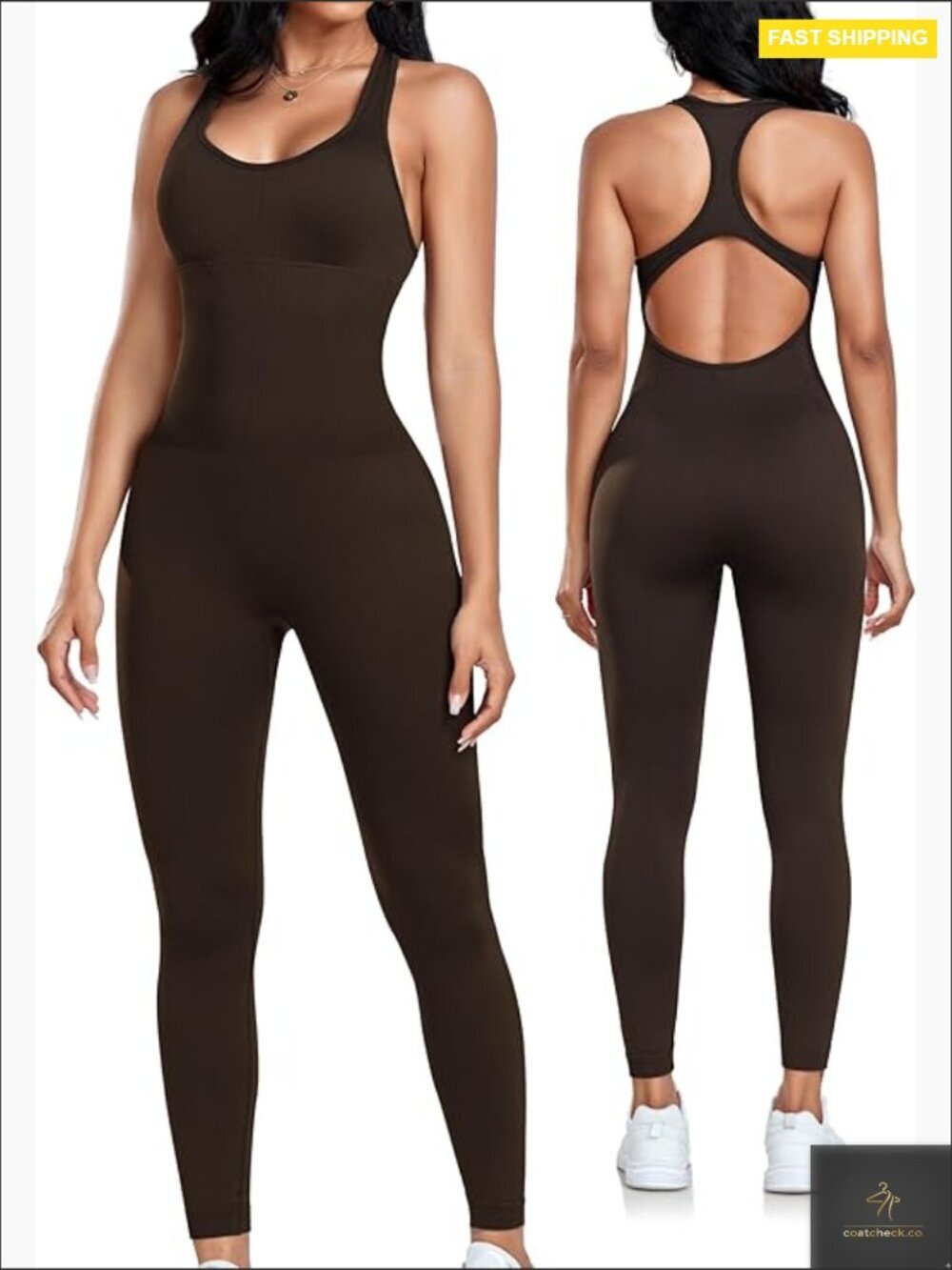 Seamless Jumpsuit Racerback Tummy Control Padded Bra Yoga Gym Bodycon Unitard